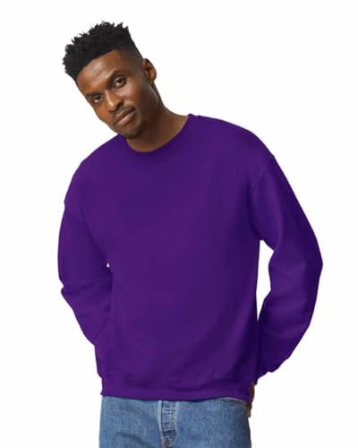 TICTEX Sweat Homme sans Capuche - Sweat-Shirt Col Rond en Coton Confortable - Idéal pour Le Quotidien et Le Travail - Violet, XL