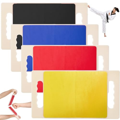 Noamus 4 Pack Rebreakable Punching Board, Taekwondo Karate MMA Boards with Handles, Reusable Plastic Training Breaking Boards, Martial Arts Boxing Training Equipment for Kids Adults, 4 Levels