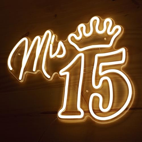 Cartel neón-led feliz cumpleaños Mis 15 años - Letrero con luz personalizado y número