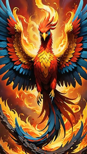 ARTGOTO Diamond Painting Eckige Steine Groß XXL Bilder Erwachsene,40x70cm Phönix C,5D Diamant Painting Set Viereckige Quadratische Steine mit Zubehör Für Wohnzimmer Dekoration