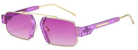 TYUVIVO Men's Box Sunglasses Fashion Metal Personality Women Colorful Multi color Trend Sun Visor UV400,Gold Purple,One size