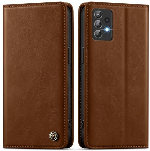 GUCASBE Handyhülle für Samsung Galaxy A52S 5G/ A52 Hülle Premium PU Lederhülle Wallet Flip Case mit Kartenfach Standfunktion RFID Schutzhülle Klapphülle für Galaxy A52/A52S 4G 5G Hülle, Retro Braun