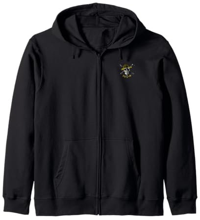 Luffy One Piece Chapeau de paille avec logo pirate Tête de mort et os croisés Sweat à Capuche