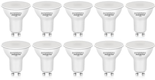 Aigostar GU10 LED Bulbs 10 Pack, 8W Spotlight 640lm Cool White 6500K, 100° Wide Beam Angle (Equivalent to 88W), Non-Dimmable for Ceiling & Recessed Lights