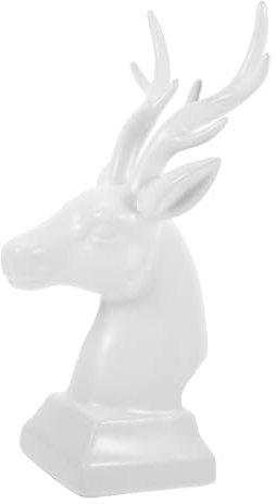Cabilock Hirschkopf Deko Weiß Aus Keramik Hirschkopfornament Für Wohnzimmer Handgemachter Schmuck Für Desktop Kreatives Ornament Für Haus Und Büro