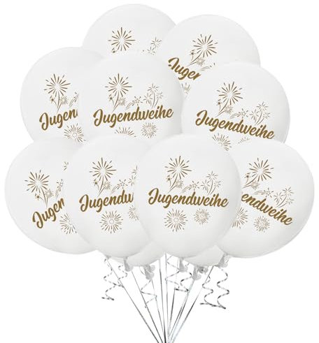 ALEGRE® Jugendweihe Luftballon Weiß, 20 Stk Luftballons Jugendweihe Deko Junge Mädchen, Alles Gute zur Jugendweihe Helium Ballon, Herzlichen Endlich Erwachsen Deko Jugendweihe Ballons Party Dekoration