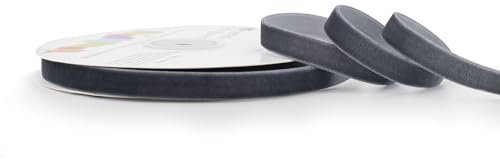 Samtband 10mm x 10m Rolle - FARBAUSWAHL in 3/6/10/16/22/25/50mm - farbecht & waschbar - Schleifenband zum Nähen - Geschenkband zum Verpacken Dekorieren Basteln - Anthrazit