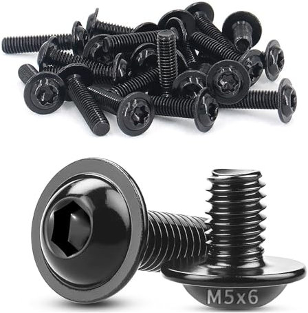 50 Stück Linsenkopfschrauben M5x6mm Schrauben M5 Edelstahl Innensechskant mit Flansch Innensechsrund Gewindeschrauben Vollgewinde für Tischbeine Fahrzeugbau Holz Gerüst