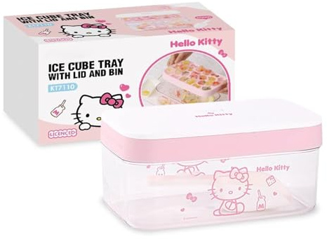 Ice Tray with Lid and Bin and Ice Scoop, Cartoon Silicone Ice Molds, 24 Holes Cute Cat Ice Cube Tray for Drinks, Coffee, Cocktail