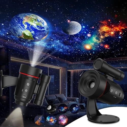 Galaxy Star Projector,Rechargeable HD Planetarium Projector with 2000mAh Battery,Wall-Mounted Space Projector Night Light,360°Rotation Nebula Skylight Scenarios Room for Bedroom Decor