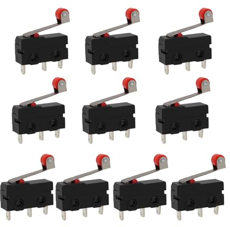 10 Pz Micro Interruttore A Leva SPDT 250V 5A | Micro Interruttore Finecorsa Con 3 Pin | Interruttore A Levetta 1NO 1NC Per Applicazioni Elettroniche E Meccaniche Interruttori Di Finecorsa Per