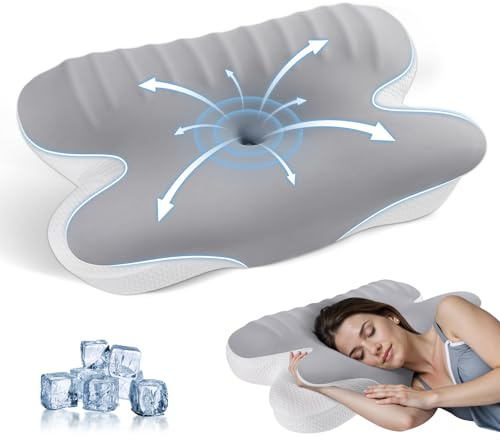 JINXIA Cuscini in memory foam dormire, cuscino ergonomico ortopedico per il sostegno del collo per chi dorme di lato, sulla schiena o sulla pancia, grigio scuro
