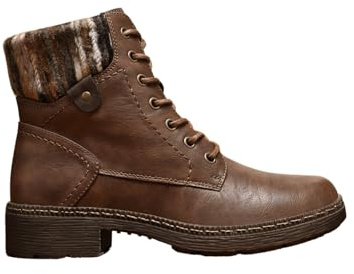 IVACHY Women’s Lace-Up Ankle Boots with Side Zip – Warm Lined Winter Combat Boots with Fur Collar (Multiple Colors)