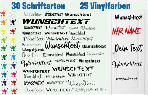 Aufkleber selbst gestalten – Wunschtext Sticker Auto Motorrad – Buchstaben & Zahlen individuell – wasserfest & UV-beständig