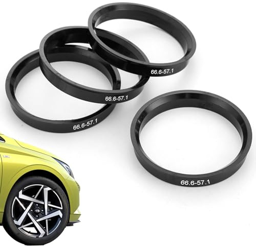 4 Stück 66.6mm Auf 57.1mm Zentrierringe Radnaben-Zentrierringe,Zentrierringe 66.6 Auf 57.1,Zentrierringe,Kompatibel Mit Vw, Mercedes-Benz Und Audi Kunststoff,Reduzierung Von Vibrationen,Schwarz