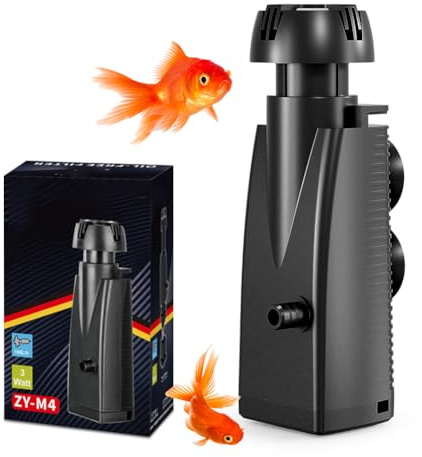 Skimmer per acquario con spugna biologica e ventose, aspiratore superficiale per piscine di pesce, filtro per acquari fino a 350 l, filtro per acquari (300 l/h 4 W)