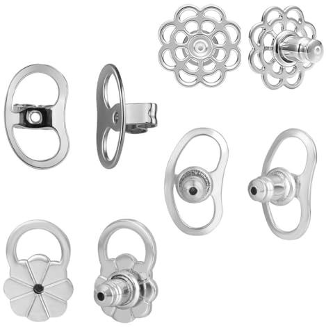 8 Stück Ohrstecker Verschlüsse für Schwere Ohrringe Ohrhänger, Einstellbare Hypoallergen Ohrringheber, Ohrringaufzüge Earring Lifters, Ohrmuschelheber, Ohrläppchen-Aufzüge, Damen Ohrring-Lifters