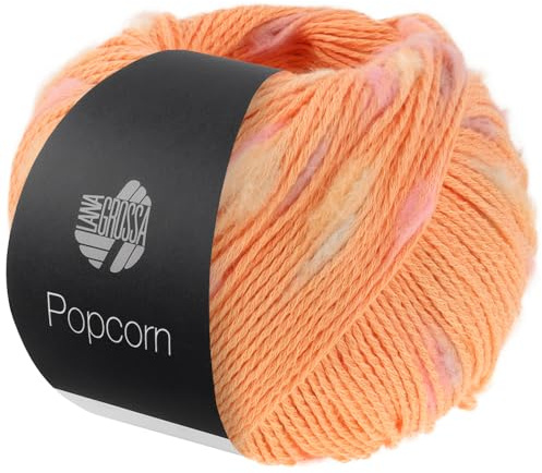 LANA GROSSA Popcorn | Effektnetzgarn gefüllt mit bunten, flauschigen Farbspots | Handstrickgarn aus 100% Baumwolle | 50g Wolle, Stricken & Häkeln | 125m Garn FB 2