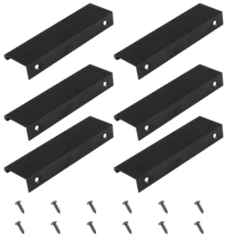 6 Piezas Tirador Oculto Puerta Armario, Tiradores Armarios Cocina Ocultos | Tirador Ocultos Aluminio 120mm Manillas Muebles Invisibles y 12 tornillos para Cajones Puertas Dormitorio Baño Moderno Mate