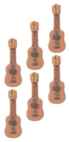 INOOMP 6 Pezzi Mini Chitarra Finta in Miniatura per Decorazione da Scrivania, Accessori Fotografici Creativi e Ornamenti a Forma di Chitarra per Micro Paesaggi e Decorazioni Casa