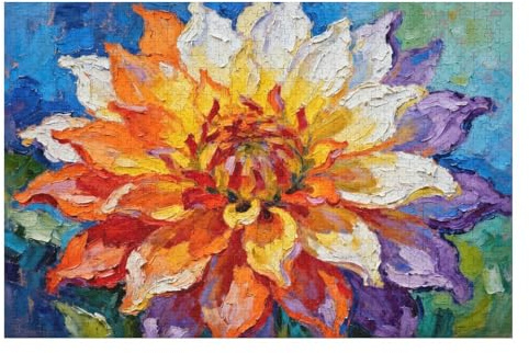 Rainbow Flower Puzzle 1000 Pieces for Adults, Colorful Dahlia Plant Jigsaw Puzzle, Challenging Floral Nature Artwork, Relaxing Fun Family Game, Home Decor Gift for Seniors, 30x20 in