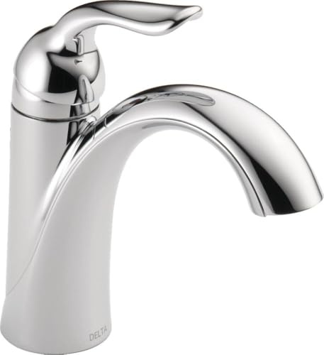 Delta Lahara Chrome Bathroom Faucet 1 Hole, Single Hole Bathroom Sink Faucet for Vanity, Metal Push-Pop Drain Assembly, Chrome 538-MPU-DST