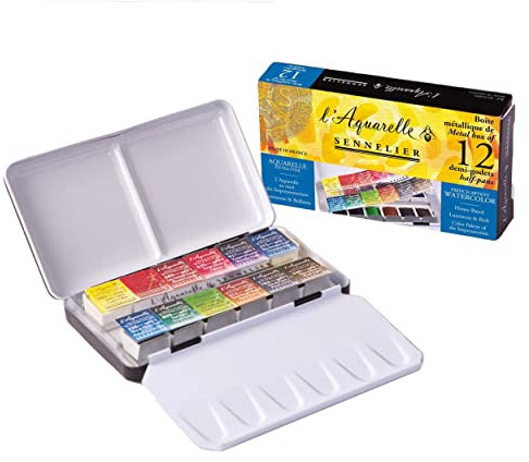 Sennelier Lot de 12 pochettes en étain métallisé pour aquarelle