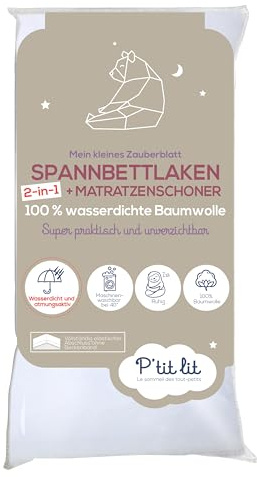 P'tit Lit Bettlaken Magique 2-in-1, 60 x 120 cm, Weiß