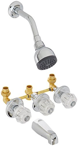 Homewerks 3-Handle Tub and Shower Faucet Set, Chrome, Acrylic Handles