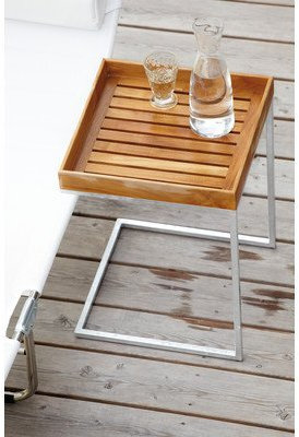 Pizzo Beistelltisch Edelstahl Inox geschlif/Teak