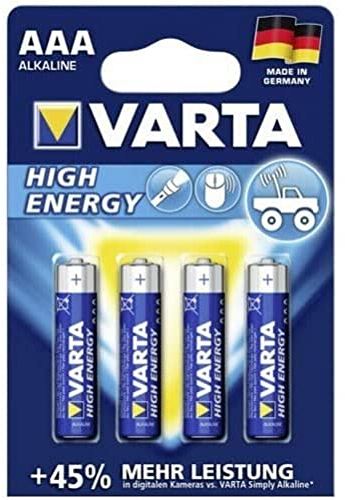 VARTA Piles AAA, lot de 4, Longlife Power, Alcalines, 1,5V, adaptées aux jouets, souris sans fil, lampes de poche, Made in Germany