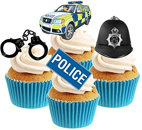 Sprinkles & Toppers Ltd Police Collection Edible Stand Up Wafer Paper Cake Toppers (12 Pack)