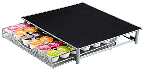 Trendi® Coffee Pods Holder Black Pods Holder Anti-slip Mat with Sturdy Steel Drawer Coffee Machines I Holds 36 Pods Capsule in Drawer I Storage Accessories for Home or Office