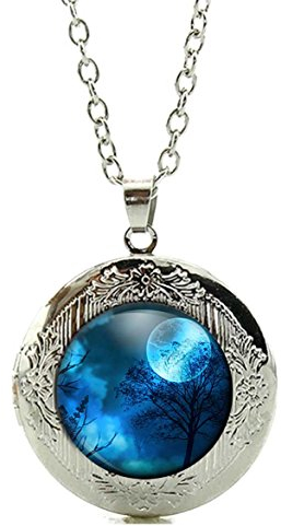 Merchandise for Fans Foto-Medaillon/Amulett für eigenes Foto mit Cabochon 20mm - Motiv: Landschaft mit Vollmond (17)