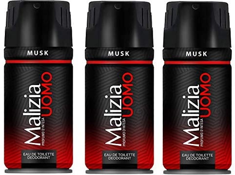 3x MALIZIA UOMO Musk mann deo 150ml deospray deo spray deodorant Edt parfum