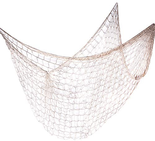 JNCH Fischernetz Deko Maritime Deko zum Aufhängen 150 x 200cm Fotowand Netz Deko Hängend Wand Dekoration Tischdeko Dekonetz für Fotos Zimmer Hochzeit Kommunion Beige