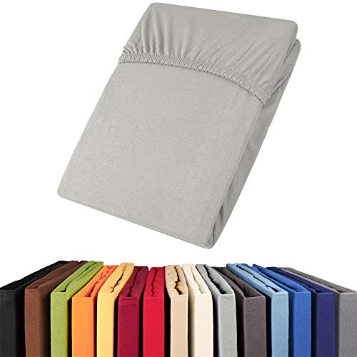 aqua-textil Viana Topper Laken 180x200-200x200 cm grau Baumwolle Spannbetttuch Jersey Spannbettlaken