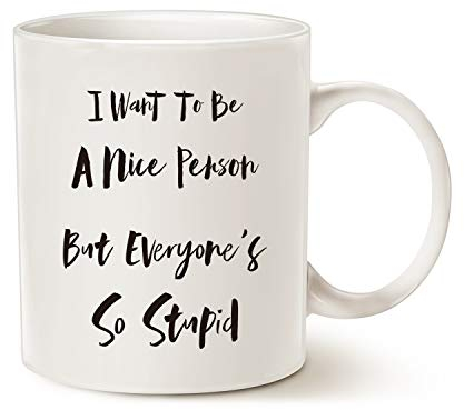 Funny Quote Coffee Mug Christmas Gifts, I Want to Be a Nice Person But Everyone's So Best Gag Gifts Cup White 11 Oz
