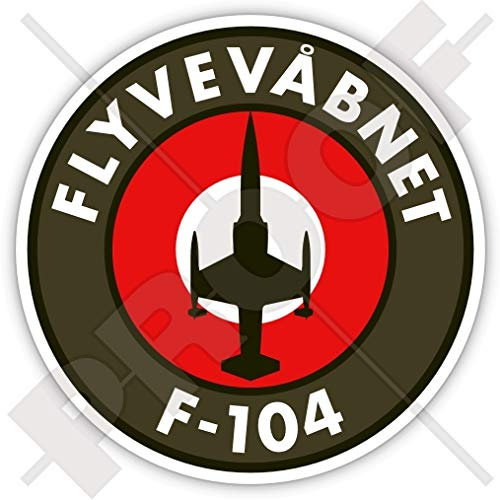 F-104 STARFIGHTER Königliches Dänisch Luftwaffe RDAF, Lockheed-Canadair F-104G, CF-104 DÄNEMARK Flyvevåbnet, 90mm Vinyl Sticker, Decal Aufkleber
