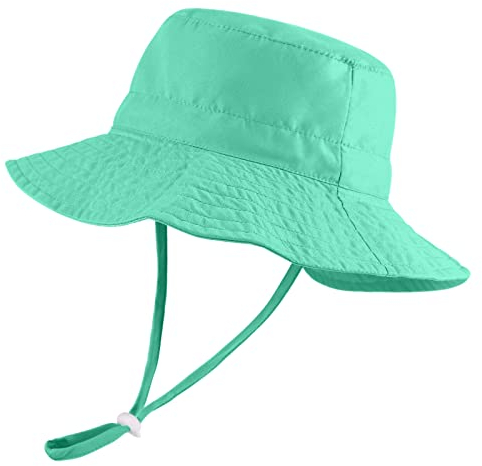 LACOFIA Kleinkind Baby Sonnenhut Kinder Mädchen Sommer Mütze UPF 50+ Hut für Strand Schwimmen Schwimmbad Breiter Krempe/Schnell Trocknend Grün 3-7 Jahre