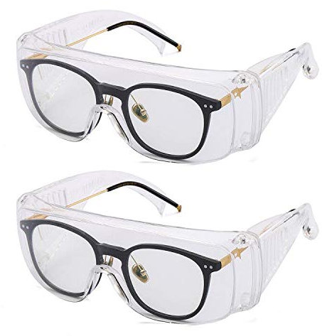 Suertree Safty Glasses 2 Pack, Protect Eyeglasses Over Glasses Industrial Glasses Goggles can wear over Normal Glasses General Clear Safety Glasses with EN166