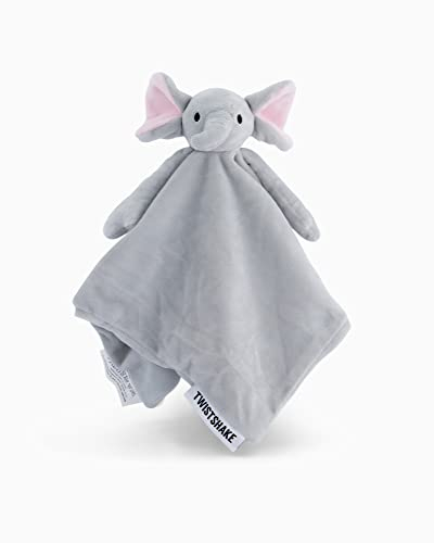 Twistshake Peluche avec Doudou Plat Carré Mouchoir en Polyester, Doudou et Peluches d’éveil et de Premier Age, Jouet Adorable pour Enfant avec Tissu Doux, Éléphant, Cadeau Naissance, 19 x 12 cm