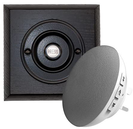 Modern Living Square Wireless Doorbell in Black Ash and Black - Black Press - Plug in F5R-Recordable