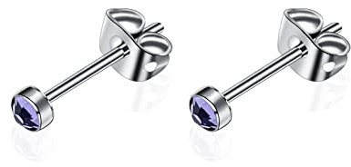 Artskin G23 Titan Damen Ohrstecker Männer Mädchen Ohrringe hypoallergen nickelfrei 3mm Kristall Tansait Ohrringe für empfindliche Ohren Ohrschmuck Geburtstagsgeschenk