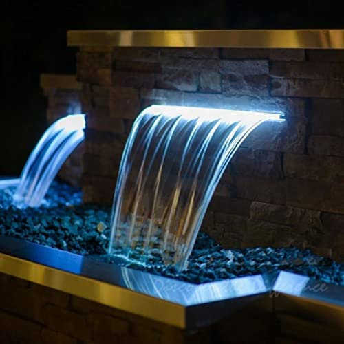 PISCINE Lame d'eau LED Cascade Largeur 90cm à encastrer dans un mur/Entrée d'eau derrière/Débord 3cm
