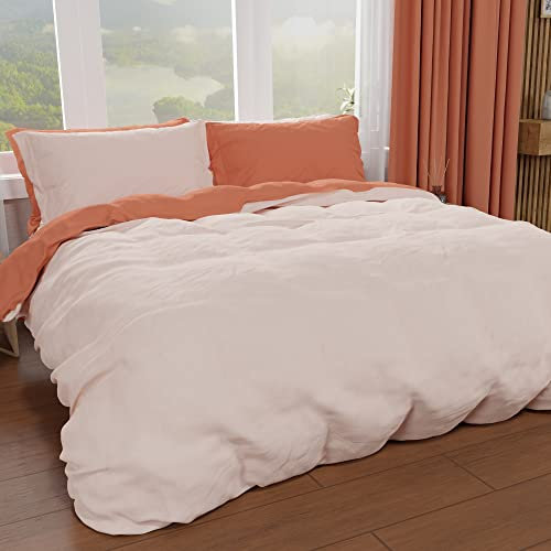 PETTI Artigiani Italiani - Set Copripiumino Matrimoniale 250x200 cm (2 Federe 50x80 cm Incluse), Parure Copripiumino Morbida Microfibra Tinta Unita Cipria Chiaro - Cipria Scuro