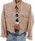 PUWEI Elegante Jeansjacke mit Nieten, für Damen, Western-Look, gewaschener Crop-Jeansmantel, khaki, Medium