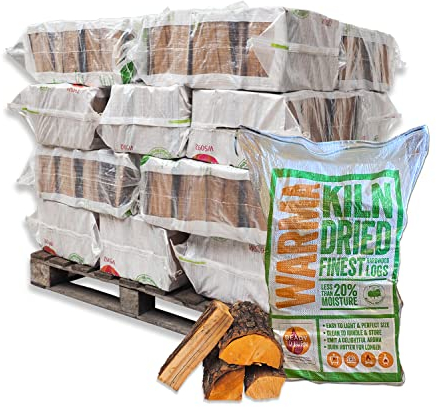 XL Bag Kiln Dried Hardwood Logs Firewood - Easy to Carry & Store - Perfect for Outdoor Garden Patio Open Fires Fire Pits Log Burner Wood Fired Stoves Pizza Ovens & Multi Fuel Appliances - 40 Bags