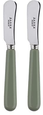SABRE PARIS - 2er Set Buttermesser 14 cm - Pop - Ideal Für Butter, Aufstrich - Edelstahl & Nylon - Spülmaschinenfest - Spargelgrün