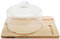 Acan - Quesera redonda con tapa de vidrio y base de madera rectangular - Recipiente para conservar queso o embutidos - Base de 36 x 26 cm - Ø 22 cm